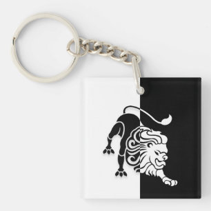 Leo Zodiac Sign, Black & White Schlüsselanhänger