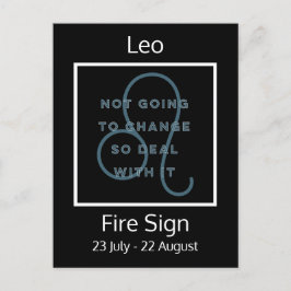 Leo Zodiac Sign Fusion Zitat in Blau und Weiß Postkarte