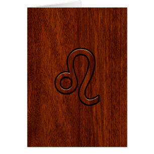 Leo Zodiac Sign im Mahagoniholz