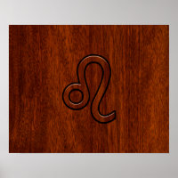 Leo Zodiac Sign im Mahagoniholz