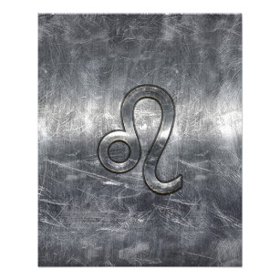 Leo Zodiac Sign in Grunge Distressed Style Flyer