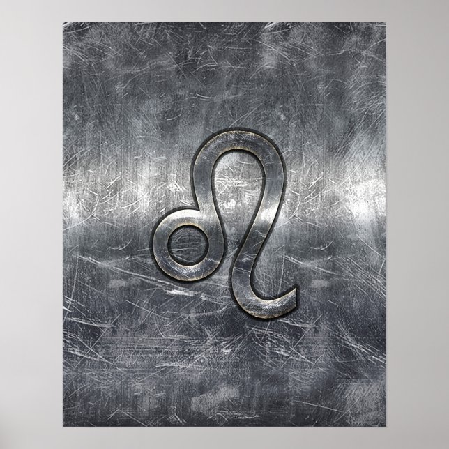 Leo Zodiac Sign in Grunge Distressed Style Poster (Vorne)