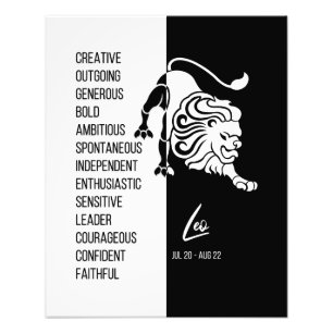 Leo Zodiac Sign Print, Black & White Fotodruck