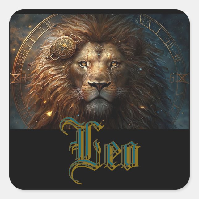 Leo Zodiac Sign Quadratischer Aufkleber (Vorderseite)