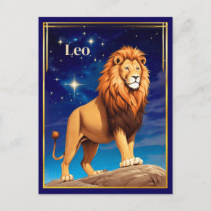 Leo Zodiac Sign Under einem Sternenhimmel Postkarte