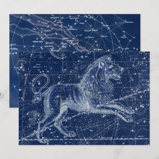 Leo Zodiac Sign Vintag Illustration Einladung (Vorne/Hinten)