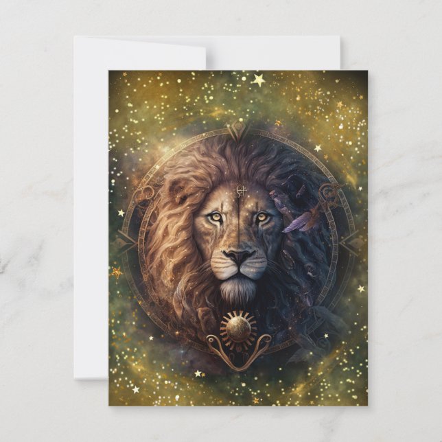 Leo Zodiac Sign Watercolor Design Mitteilungskarte (Vorderseite)