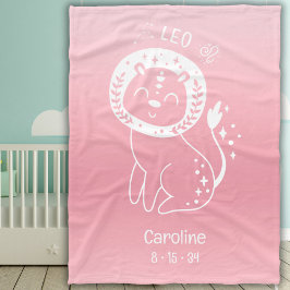 Leo Zodiac Star Individuelle Name Birthdate Pink B Fleecedecke