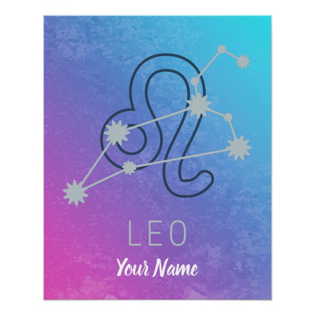 Leo Zodiac Star Sign Horoskop Constellation Poster (Vorderseite)