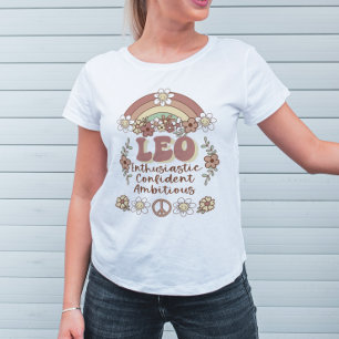 Leo Zodiac Super rétro Floral Rainbow T-shirt