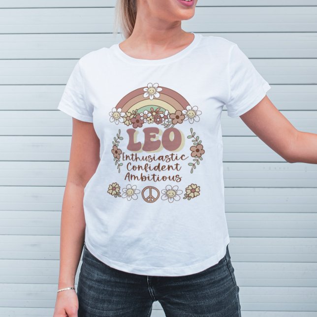 Leo Zodiac Super rétro Floral Rainbow T-shirt (Créateur téléchargé)