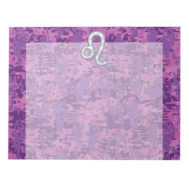 Leo Zodiac Symbol auf der Pink Fuchsia Digitalen C Notizblock (Vorderseite)