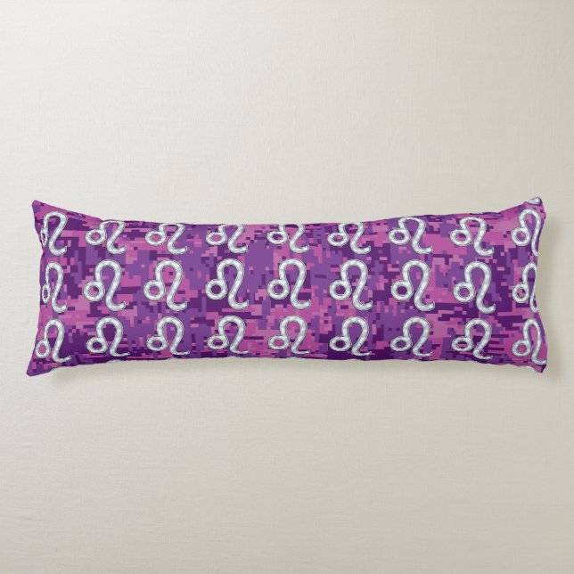 Leo Zodiac Symbol auf der Pink Fuchsia Digitalen C Seitenschläferkissen (Vorderseite)