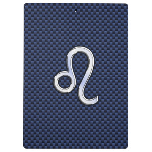 Leo Zodiac Symbol auf Navy Blue Carbon Fibre Print Klemmbrett