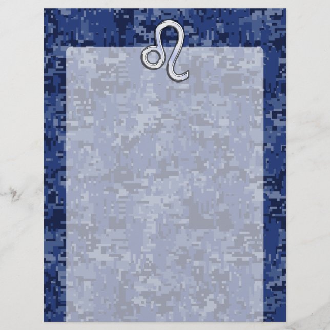 Leo Zodiac-Symbol auf Navy Blue Digital-Camouflage (Vorderseite)