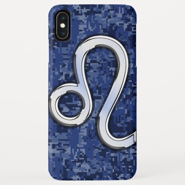 Leo Zodiac Symbol auf Navy Blue Digital Camouflage Case-Mate iPhone Hülle (Rückseite)