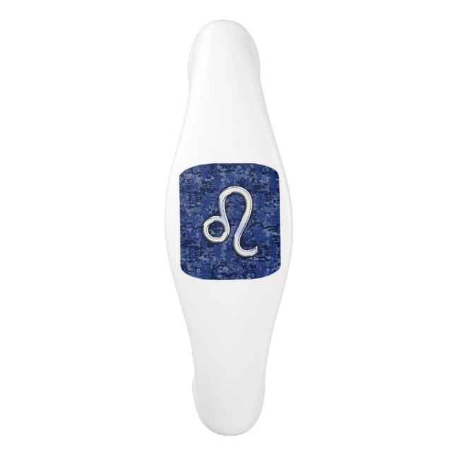 Leo Zodiac Symbol auf Navy Blue Digital Camouflage Keramik Schrankknauf (Vorderseite)