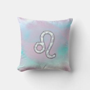 Leo Zodiac-Symbol auf Pastellen Nacre Style Print Kissen