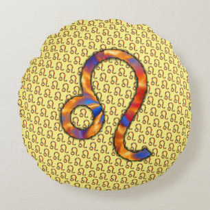 Leo Zodiac Symbol Element von Kenneth Yoncich Rundes Kissen