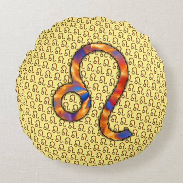 Leo Zodiac Symbol Element von Kenneth Yoncich Rundes Kissen (Vorderseite)