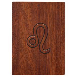 Leo Zodiac Symbol im Mahagoni-Holzstil Klemmbrett