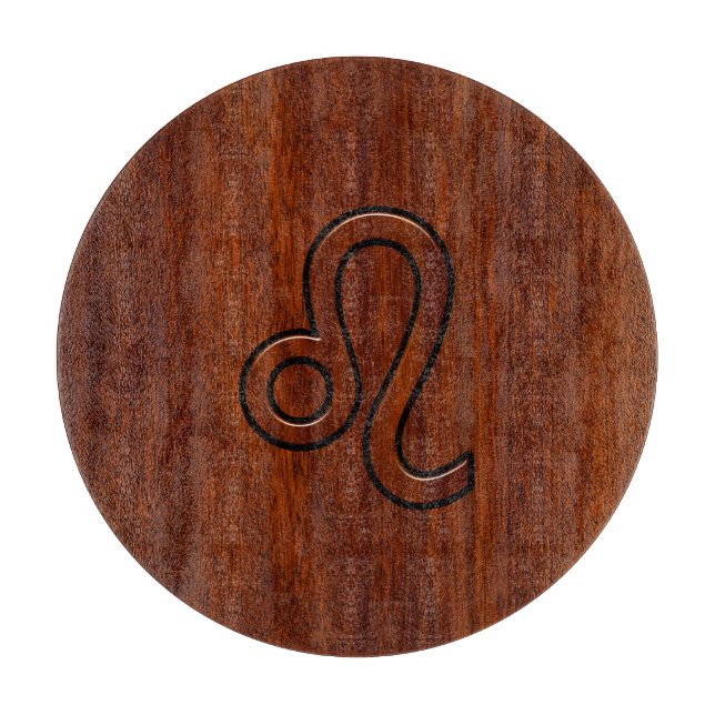 Leo Zodiac Symbol im Mahagoni-Holzstil Schneidebrett (Vorderseite)