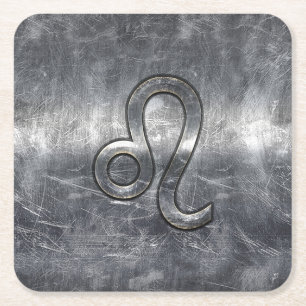 Leo Zodiac-Symbol in beängstigendem Grunge-Stil Rechteckiger Pappuntersetzer