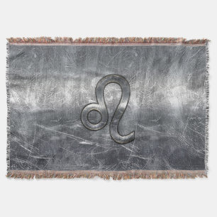 Leo Zodiac Symbol in Grunge Distressed Style Decke
