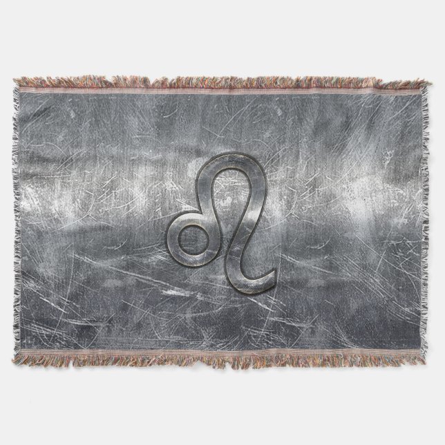 Leo Zodiac Symbol in Grunge Distressed Style Decke (Vorderseite)