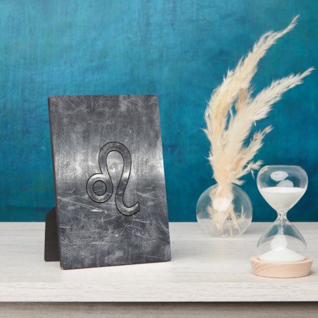 Leo Zodiac Symbol in Grunge Distressed Style Fotoplatte (Seite)