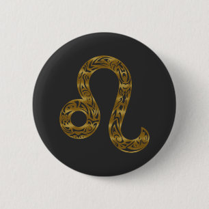 Leo Zodiac - Tribal Gold Button