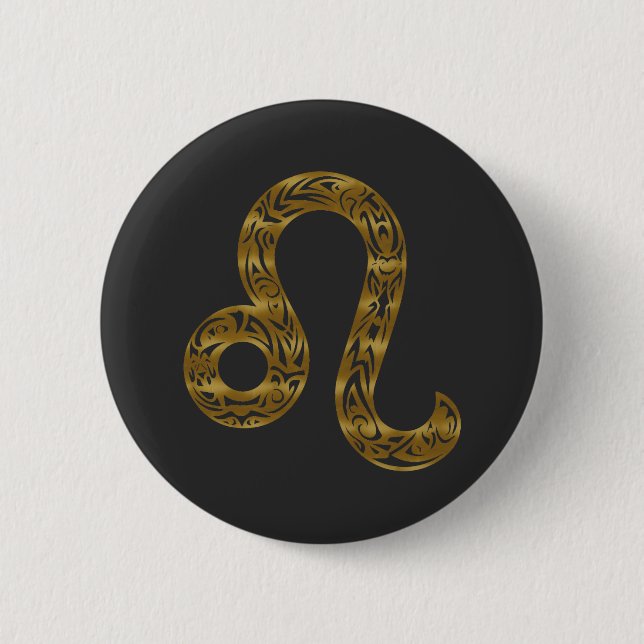 Leo Zodiac - Tribal Gold Button (Vorderseite)