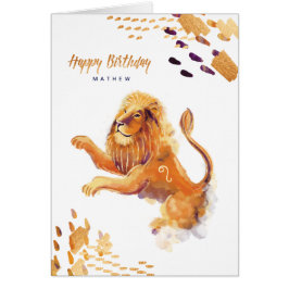 Leo Zodiac Watercolor Artistry Card