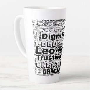Leo Zodiac Word Cloud Inspiration Latte Tasse