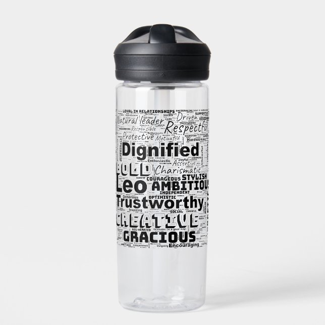 Leo Zodiac Word Cloud Inspiration Trinkflasche (Vorderseite)