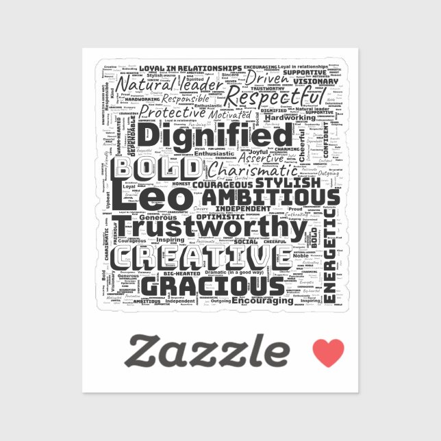 Leo Zodiac Word Cloud Inspiration Vinyl Aufkleber (Blatt)