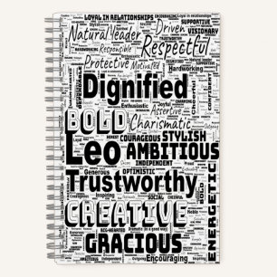 Leo Zodiac Word Cloud Spiral Planner Notizbuch