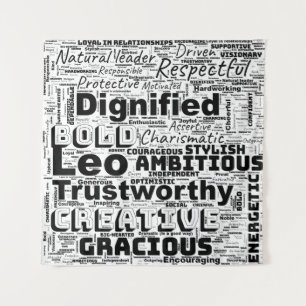 Leo Zodiac Word Cloud Wandteppich