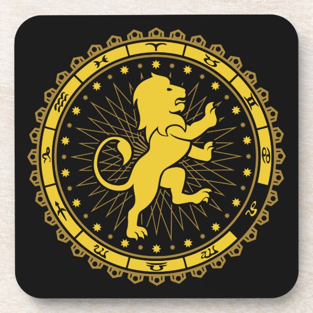 Leo - Zodiac - Zeichen - Symbol - Horoskop Getränkeuntersetzer (Vorderseite)