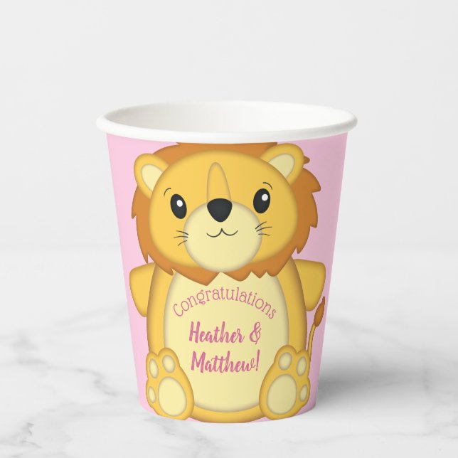 Leon Baby Dusche Pink Pappbecher (Vorderseite)
