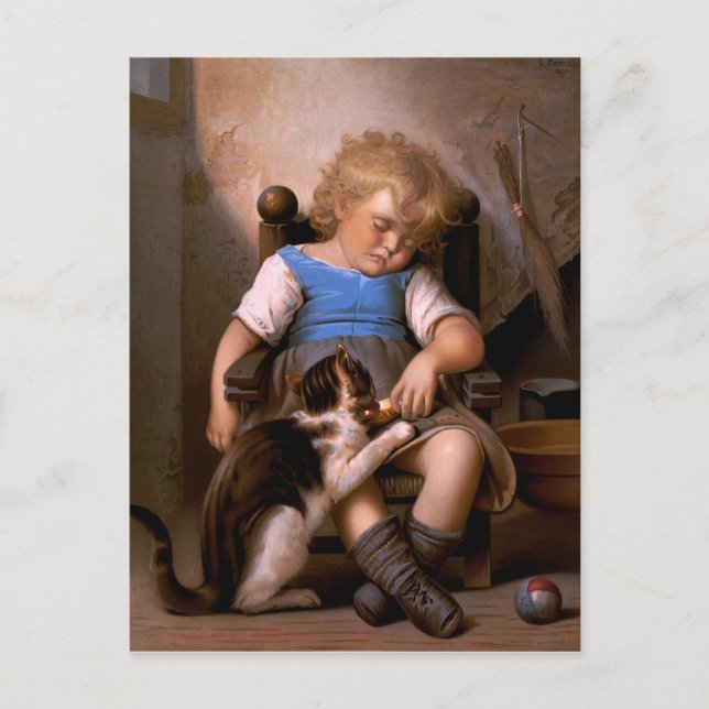 Léon Bazille Perrault - Unbewusste Schläferin Postkarte (Vorderseite)