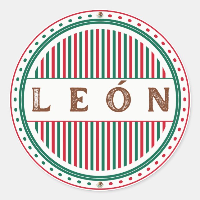 Leon City Pride Emblem – Mexican Identity Runder Aufkleber (Vorderseite)