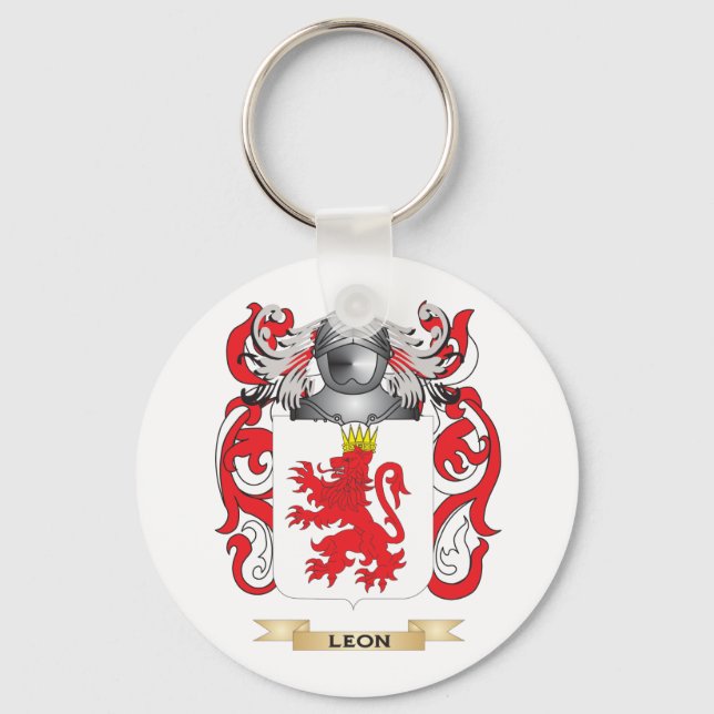 Leon Coat of Arms (Familienwappen) Schlüsselanhänger (Vorderseite)