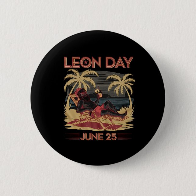 Leon Day 25 Juni Santa Beach 6 Monate bis Weihnach Button (Vorderseite)