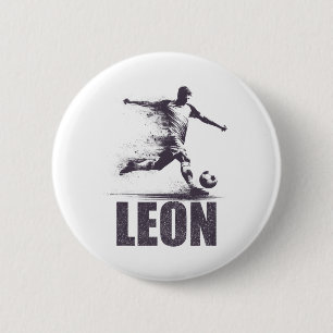 Leon Fußballjungen Personalisierter Vorname Leon Button