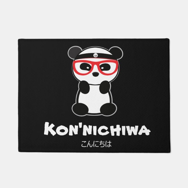 Leon Panda Bear Kon'nichiwa Japanisch Fußmatte (Vorderseite)