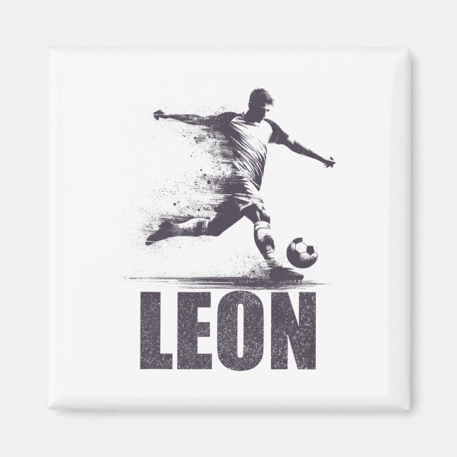 Leon Soccer Boys Personalized First Name Leon  Magnet (Vorne)
