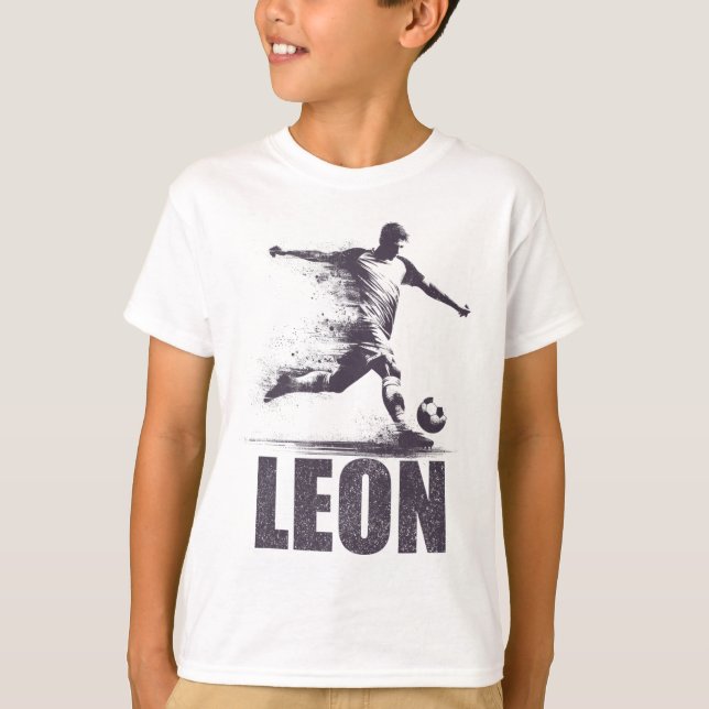 Leon Soccer Boys Personalized First Name Leon  T-Shirt (Vorderseite)