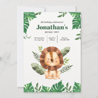 Leon Zoo Party: Ein Minimalistisches Tier zum Gebu Einladung