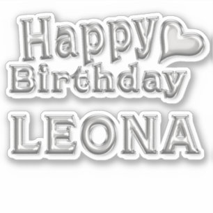 Leona Happy Birthday silver Aufkleber Sticker